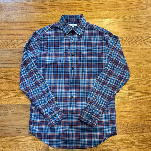 Peter Millar Men's Casual Blue and Red Check Shirt - Picture 1 of 8
